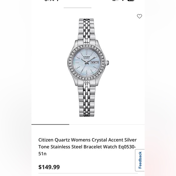 Citizen Quartz Womens Crystal Accent Silver Stainless Steel Bracelet Watch main image 6